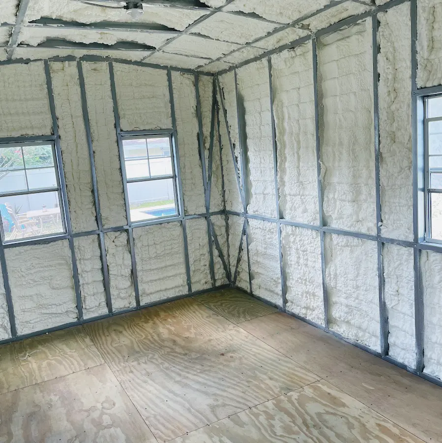 Closed-cell spray foam insulation applied to wall cavities in a residential project in Roseville